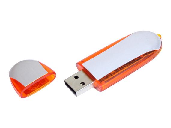 USB 2.0- флешка промо на 64 Гб овальной формы