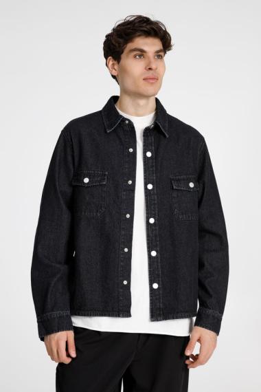 Куртка джинсовая O3, черная, размер 3XL/4XL