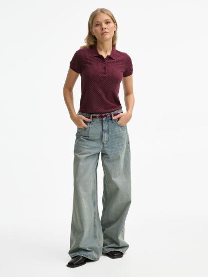 Рубашка поло женская Brandy Women, бордовая с белым, размер XS