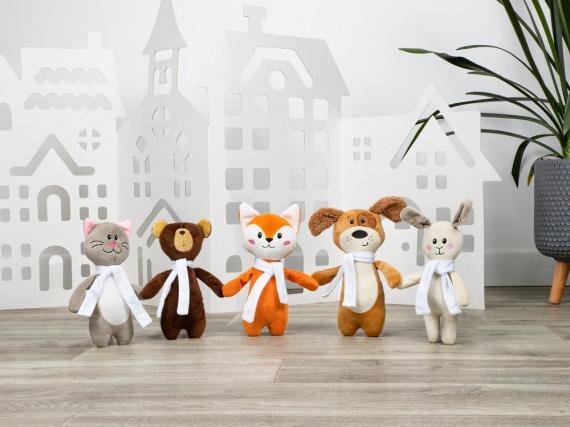 Игрушка Beastie Toys, мишка с белым шарфом