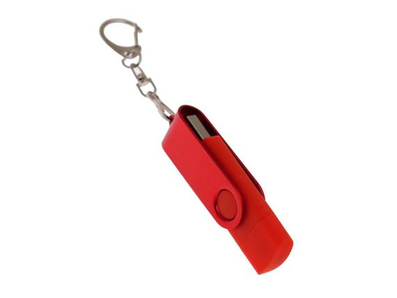 USB 2.0- флешка на 64 Гб с поворотным механизмом и дополнительным разъемом Type-C