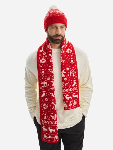 Шарф Holidale, красный с молочным