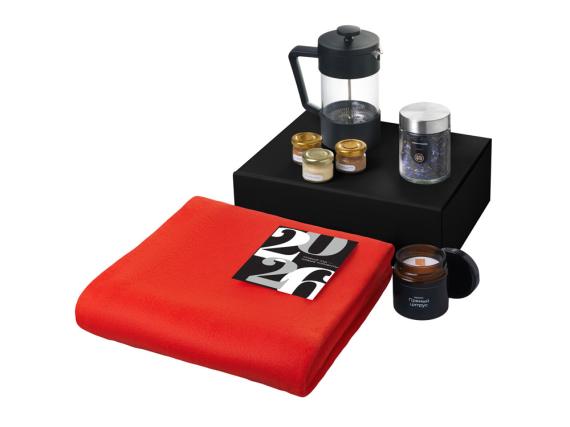 Подарочный набор «Re:Moments» с пледом, френчпрессом и медом