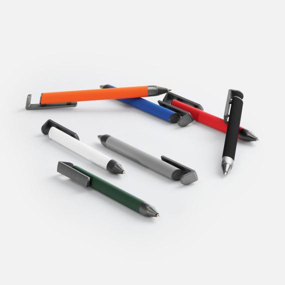 Ручка шариковая Standic с подставкой для телефона, белая