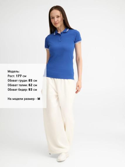 Рубашка поло женская Pasadena Women 200 с контрастной отделкой ярко-синяя с белым, размер XXL