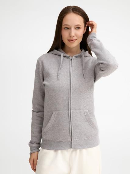 Толстовка женская на молнии с капюшоном Seven Women 290, серый меланж, размер L