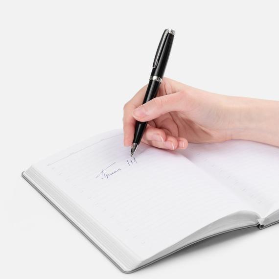 Ручка шариковая Letra Chrome, глянцевая, черная